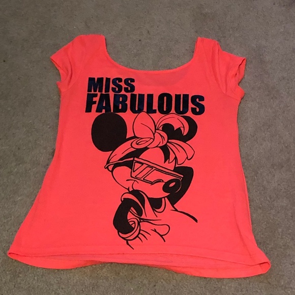 Cute funny Disney Logo Statement T-shirt Minnie Mouse "Miss Fabulous" Hot Pink - Picture 12 of 13